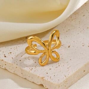 Beautiful Golden Butterfly Design Adjustable Ring For Dailywear & Partywear
