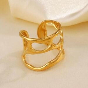 Golden Riple Design Adjustable Ring For Dailywear & Partywear