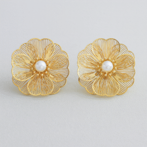 Korean Style Stainless Steel Floral Design Stud Earrigns_KRNE002