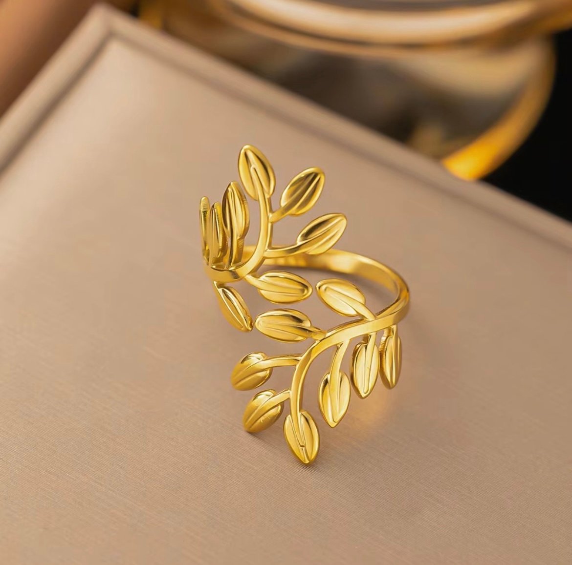 Trending Leaf Design Golden Adjustable Ring For Dailywear & Partywear