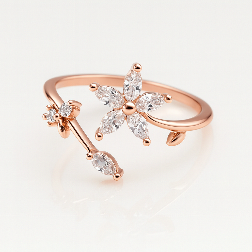 Front Open Gold Plated Adjustable Ring For Dailywear & Partywear_ATR022