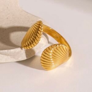 Elegant Golden Shell Design Adjustable Ring For Dailywear & Partywear