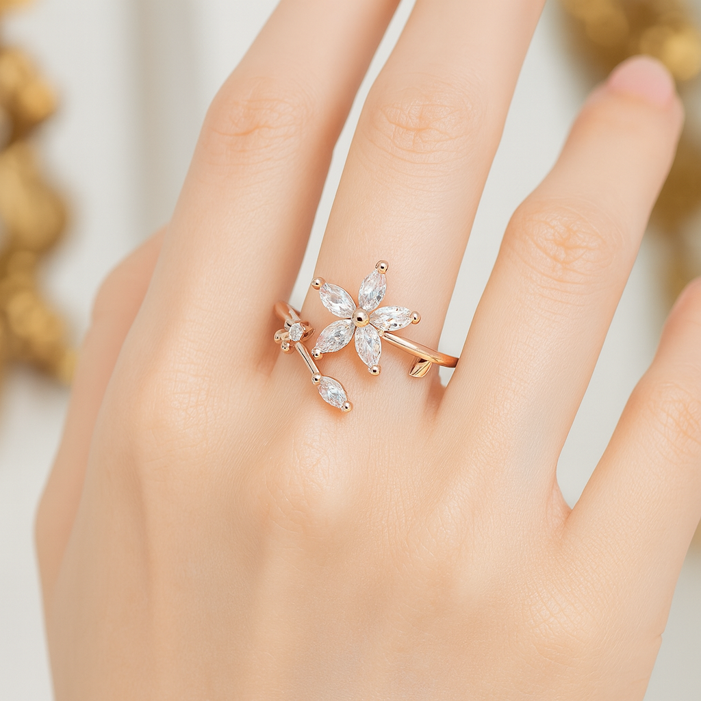 Front Open Gold Plated Adjustable Ring For Dailywear & Partywear_ATR022 - Image 3