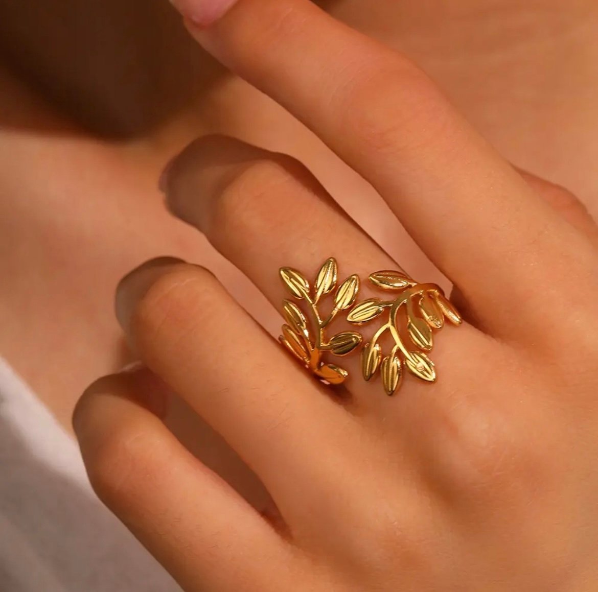 Trending Leaf Design Golden Adjustable Ring For Dailywear & Partywear - Image 3
