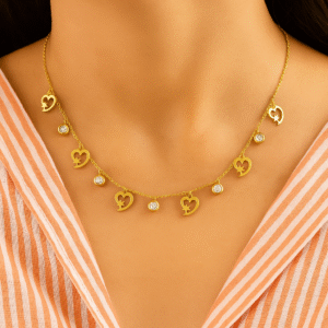 Western Style Gold Plated Star-Heart Design Chain For Dailywear / Partywear_C031