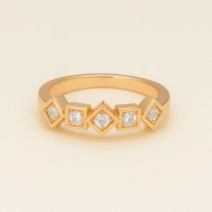 Square-Triangle Gold Plated Adjustable Ring For Dailywear & Partywear_ATR020