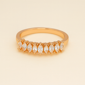 Seven Oval Shape Gold Plated Adjustable Band Ring For Dailywear & Partywear_ATR021