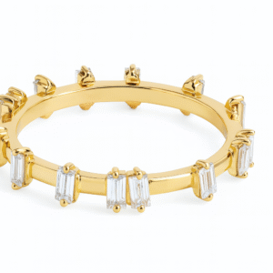 Diamond Beguette Design Gold Plated Adjustable Ring For Dailywear & Partywear_ATR025