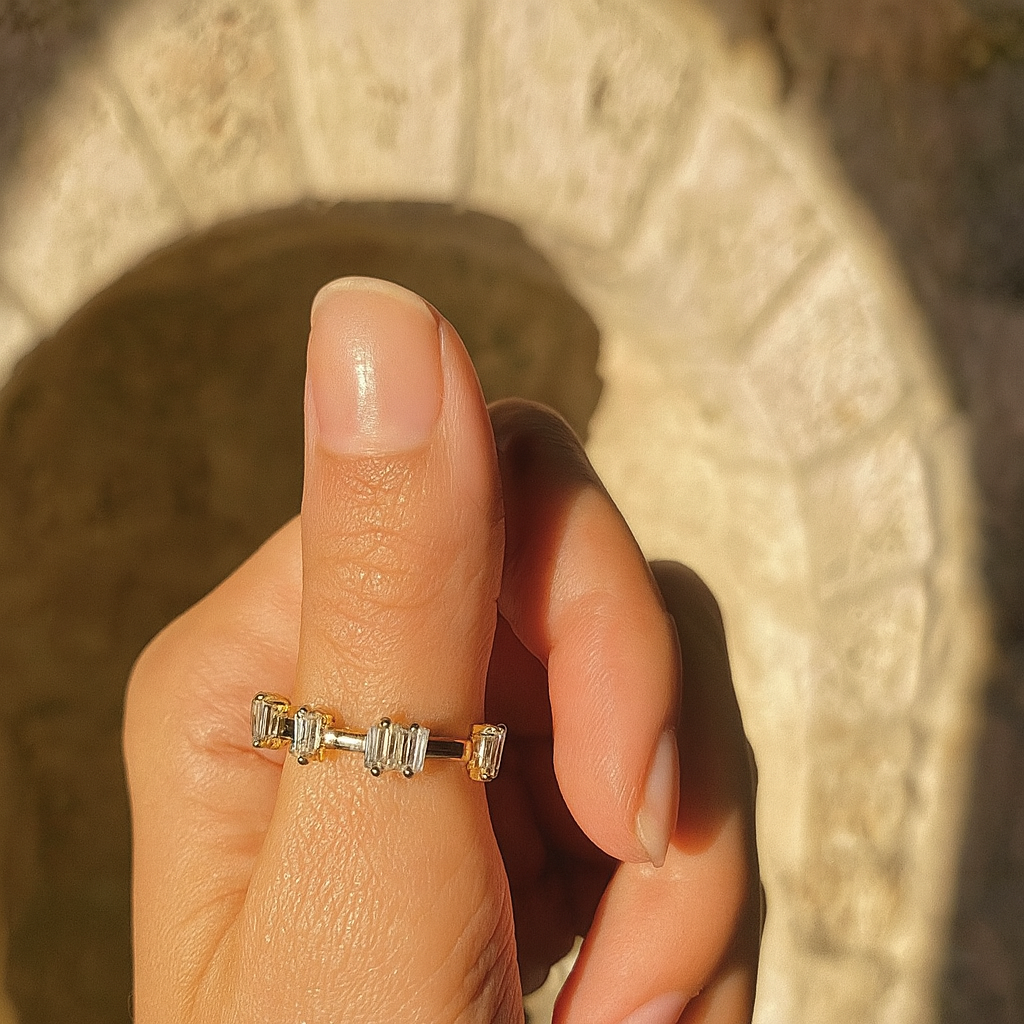 Diamond Beguette Design Gold Plated Adjustable Ring For Dailywear & Partywear_ATR025 - Image 2