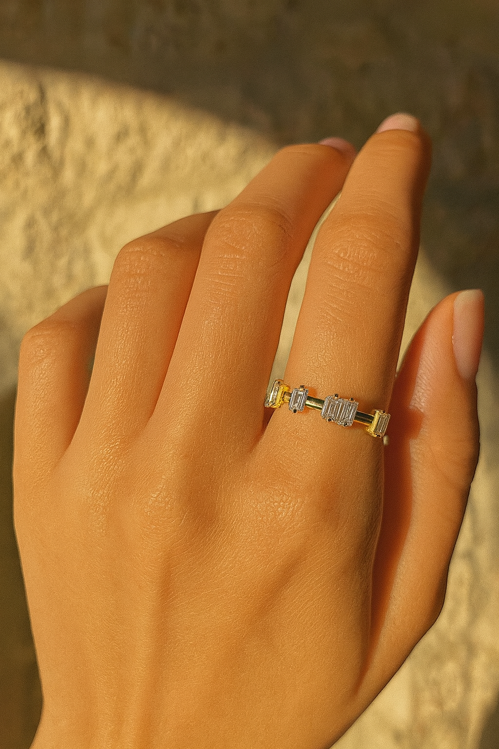 Diamond Beguette Design Gold Plated Adjustable Ring For Dailywear & Partywear_ATR025 - Image 3