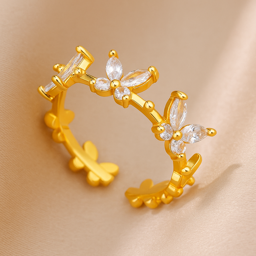 Butterfly Design Gold Plated Adjustable Ring For Dailywear & Partywear_ATR027 - Image 2