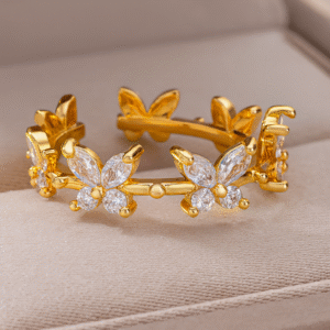Butterfly Design Gold Plated Adjustable Ring For Dailywear & Partywear_ATR027