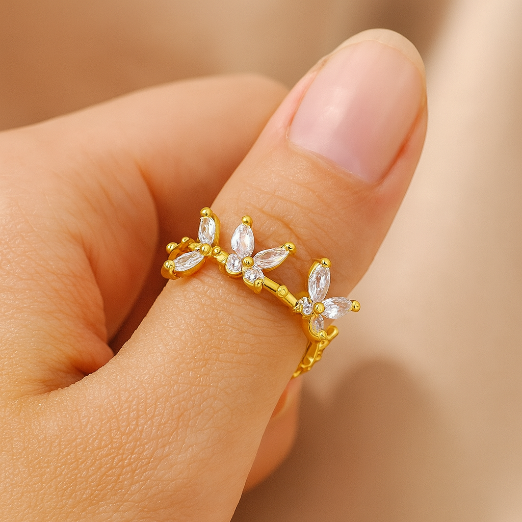 Butterfly Design Gold Plated Adjustable Ring For Dailywear & Partywear_ATR027 - Image 3