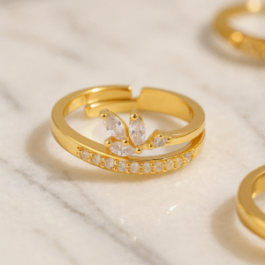 Leaf Dsign Gold Plated Adjustable Ring For Dailywear & Partywear_ATR029