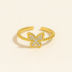 Butterfly Design Gold Plated Adjustable Ring For Dailywear & Partywear_ATR030