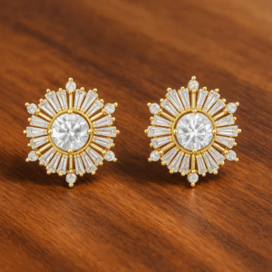 Beautiful Western Style Silver Polish Stud Earrings For Women_ADE006