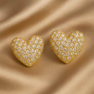 Diamond Look Dailywear Heart Shape Stud Earrings For Women_ADE014