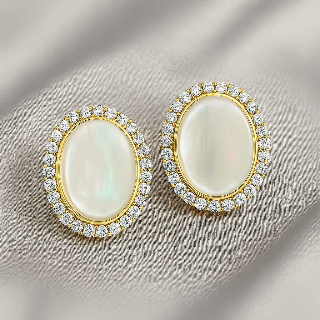 Elegant Design Oval Shape Stud Earrings For Dailywear & Partywear_ADE020