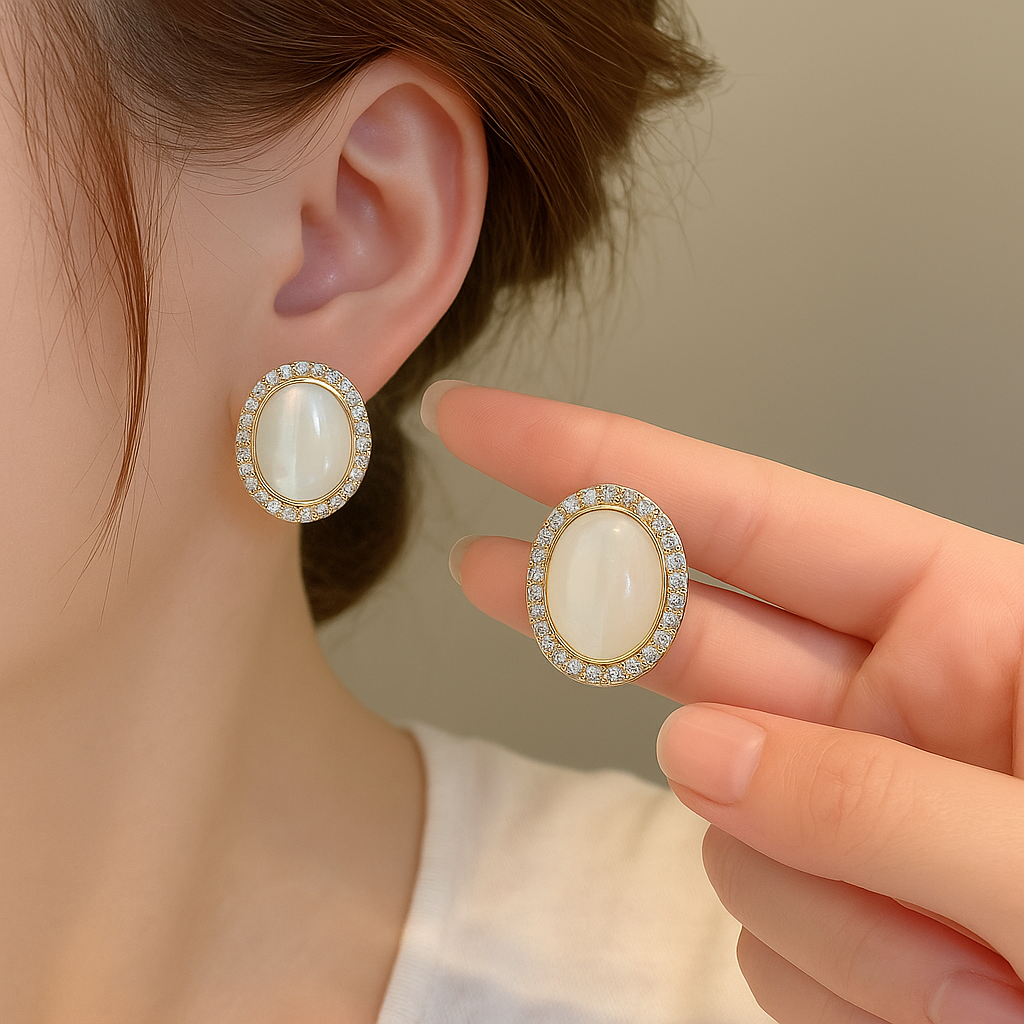 Elegant Design Oval Shape Stud Earrings For Dailywear & Partywear_ADE020 - Image 4