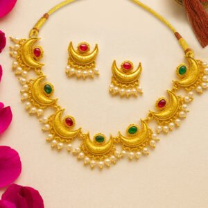 Chandrika Pearl Crescent Necklace Set