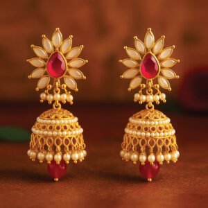 Ruby Bloom Pearl Jhumki