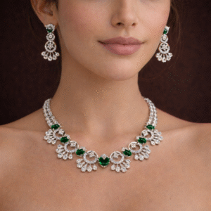 Emerald Enchantment AD Necklace Set