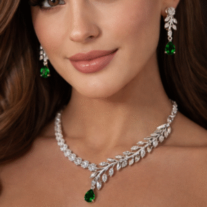 Emerald Vine & Zirconia Necklace Set