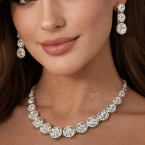 SOHI Silver-Plated American Diamond Studded Jewellery Set