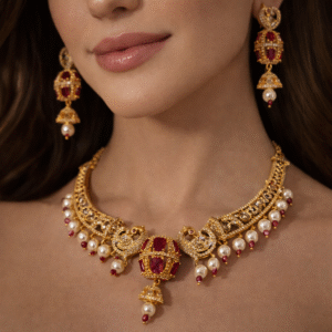 Temple Gold-Plated AD Necklace Set