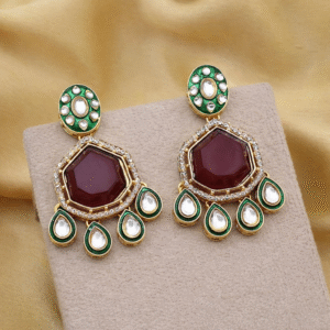 Kundan Earrings With Antique Finish For Wedding and Festive Wear