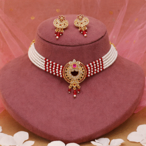 Ruby Pearl Kundan Choker Set with Matching Earrings