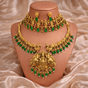 Royal Lakshmi Peacock Layered Choker Necklace Set