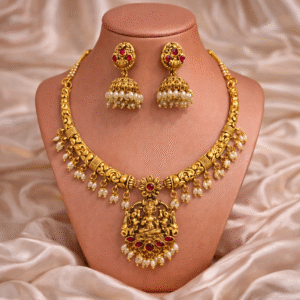 Rajsi Lakshmi Pearl Temple Necklace Set