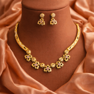 Golden Blossom Charm Necklace Set