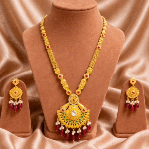 Rajwada Kundan Pearl Drop Long Necklace Set