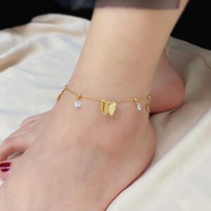 Golden Flutter Charm Anklet