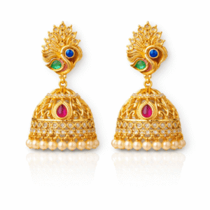 Royal Peacock Multicolor Jhumki Earrings – Pearl Drop Festive Elegance