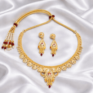 DG Jewels Traditional Gold Plated Kundan Drop Necklace Set with Adjustable Dori