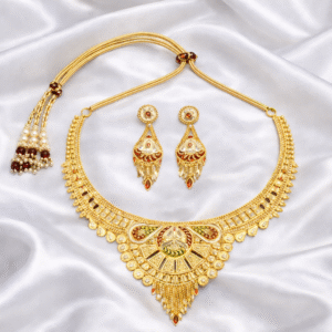 DG Jewels Royal Antique Gold Plated Peacock Design Necklace Set with Adjustable Dori