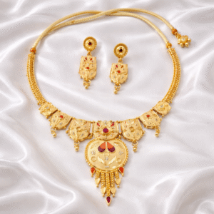 DG Jewels Royal Meenakari Gold Plated Necklace Set with Heritage Pendant & Adjustable Dori