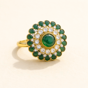 Golden Pearl Halo Statement Ring