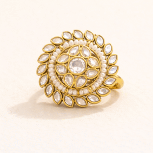 Ivory Radiance Kundan Sunburst Ring